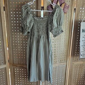 Opia Olive Checkered Dress